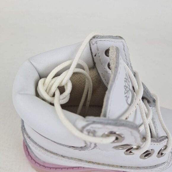 Timberland 6In Classic TODDLER Casual Boots Outdoors White Leather - Picture 4 of 9